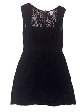 Black Sleeveless Lace Bodice Mini Dress